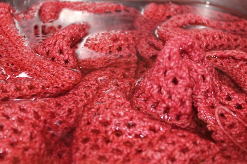 Soaking in Eucalan, waiting to be blocked #scheepjes #stonewashed #missneriss #crochet