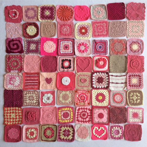 Instagram project by @insta_yarn_folk, bringing together pink squares from all over the world, all to raise awareness for Breast Cancer.  So many wonderful people have come together to contribute, it's a beautiful cause.  #breastcancer #pinkribbon