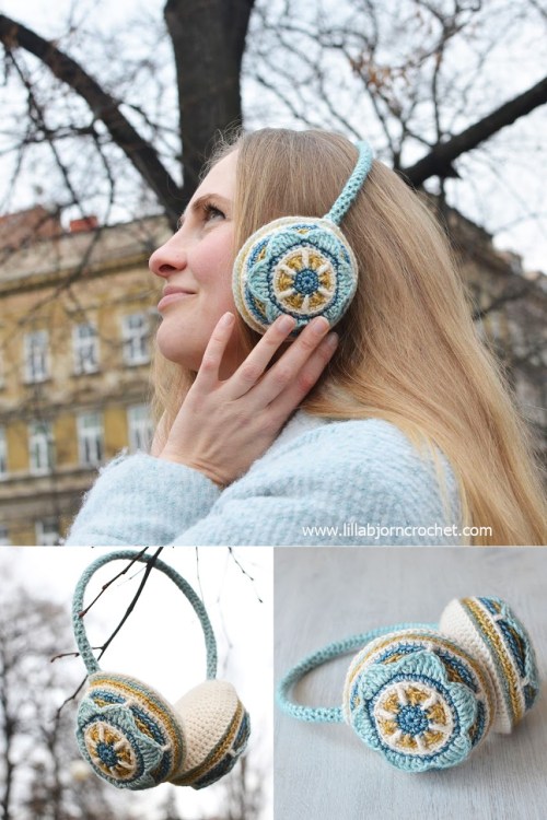Floral Ear Muffs by Lilla Bjorn http://www.lillabjorncrochet.com/2016/01/floral-ear-muffs-free-crochet-pattern.html