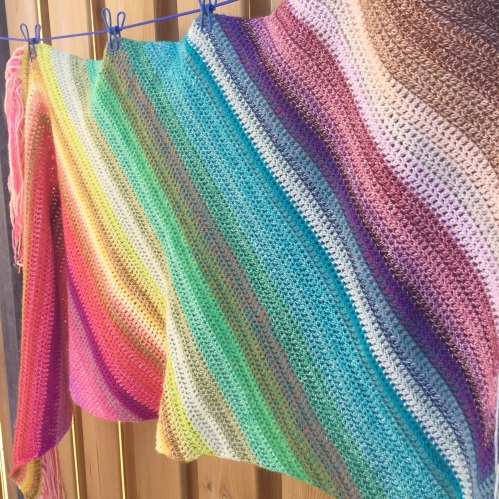 Rainbow Wrap made with Scheepjes Stone/River washed cutie pies: http://shrsl.com/ubkw