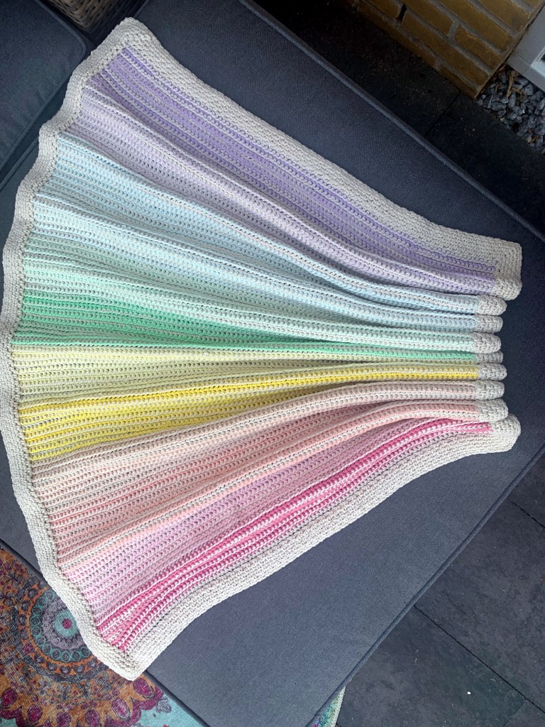 close up of crochet blanket